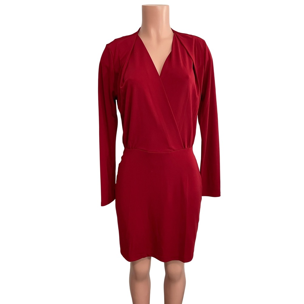 NWT Banana Republic Red Chakra Faux Wrap Long Sleeve Mini Dress Medium 596783-00